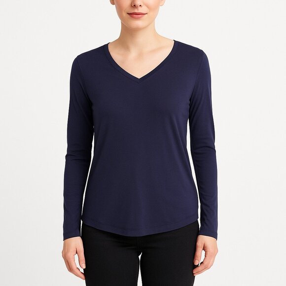 Well Calm Long Sleeve v neck pullover Top Size M - Picture 1 of 5